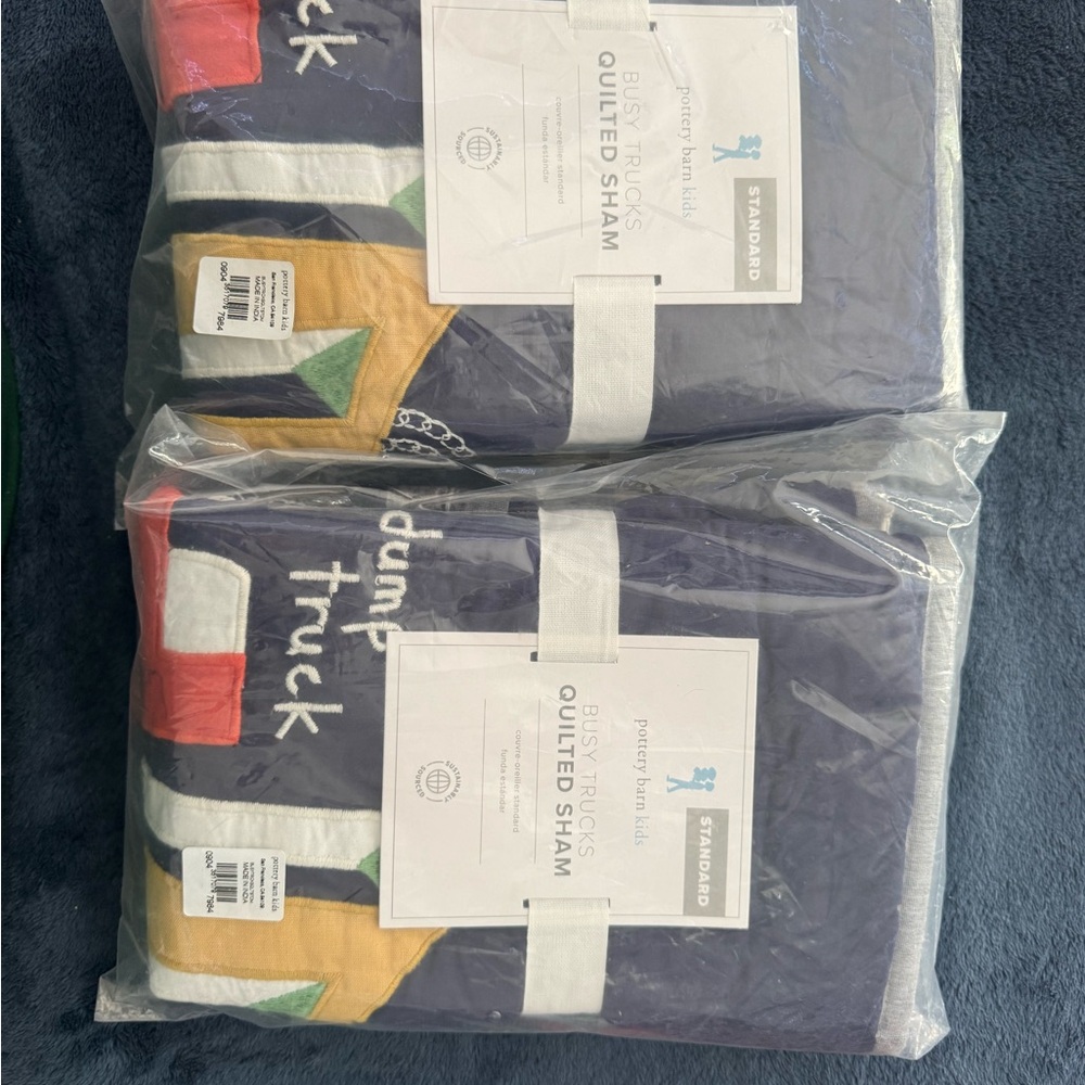 Pottery Barn Kids Truck Blue and Red Quilt Sham-two standard size